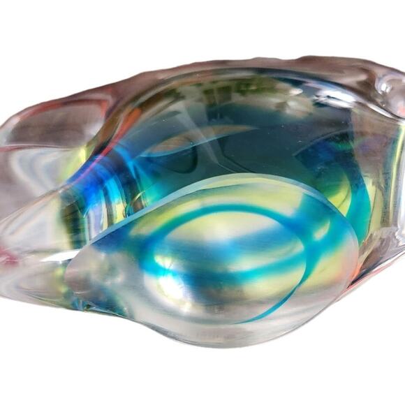 Multi Glass Hand Craft Murono Style Glass Fish set of 2 6.5"x4" 5"x3.5" - Picture 5 of 10